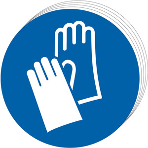 Mandatory Self-Adhesive Vinyl Sign (100mm diameter) - Wear Gloves