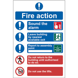 5-Point Fire Action Procedure Sign - Do Not Return... - PVC (200 x 300mm)