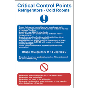 C.C.P Refrigerators - Cold Rooms Information Sign - PVC (200x300mm)