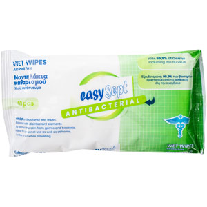 EasySept Antibacterial & Virucidal Alcohol-Free Wipes (Pack of 40 Wipes)