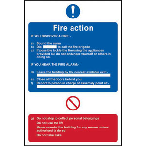 10-Point Fire Action Procedure Sign - Rigid PVC (200 x 300mm)
