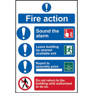 4-Point Fire Action Procedure Sign - Do Not Return... - Rigid PVC (200 x 300mm)