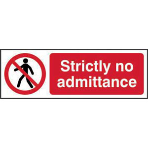 Prohibition Self-Adhesive Vinyl Sign (300 x 100mm) - Strictly No Admittance