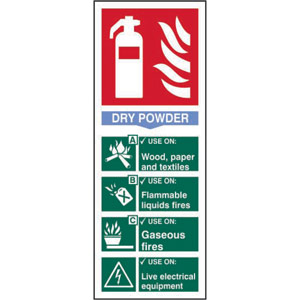 Fire Extinguisher: Dry Powder Sign - Rigid PVC (82mm x 202mm)