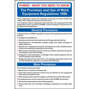 Safety Poster - PUWER Regs - RPVC (400 x 600mm)