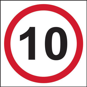 10mph Speed Limit Sign - Rigid PVC (400 x 400mm)