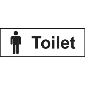 Toilet' Gentlemen Sign - Non-Adhesive Rigid 1mm PVC Board (300 x 100mm)