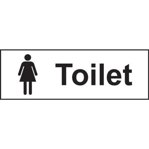 Toilet' Ladies Sign - Non-Adhesive Rigid 1mm PVC Board (300 x 100mm)