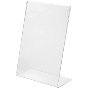 Injection moulded clear acrylic sign holder A5