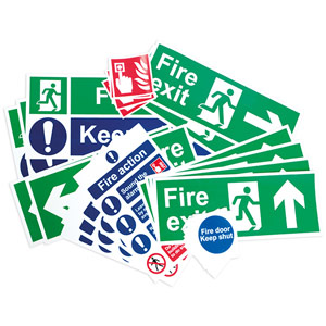 Fire Safety Signage Pack - Non-Adhesive 1mm Rigid PVC Board - Medium