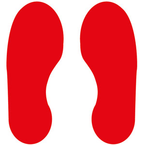 Red Footprints Floor Signals - 300x100mm (Pack of 5 pairs)