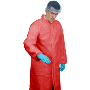 Supertouch Non-Woven Coats with Elasticated Cuffs - Velcro - Red