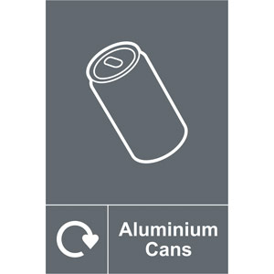 Aluminium Cans Recycling Sign - Self-Adhesive Vinyl (200mm x 300mm)
