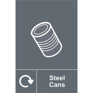 Steel Cans' Recycling Sign - Self-Adhesive Vinyl (150x200mm)