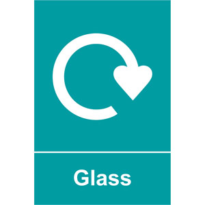 Glass' Recycling Sign - Self-Adhesive Vinyl (150x200mm)