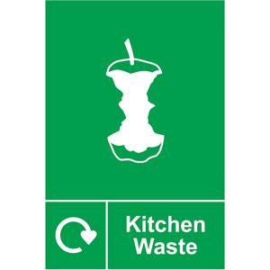Kitchen Waste' Recycling Sign - Self-Adhesive Vinyl (150x200mm)