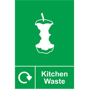 Kitchen Waste' Recycling Sign - Self-Adhesive Vinyl (200mm x 300mm)