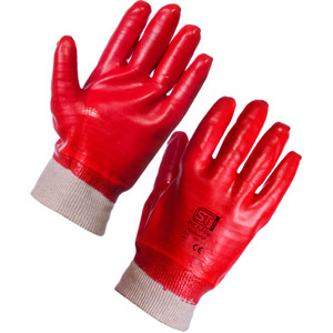 Supertouch PVC Dip Knit Wrist - Full Dip - Red