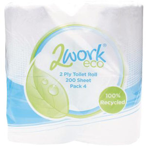 White 2 Ply Toilet Roll - 200 Sheets
