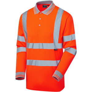 Supertouch Hi Vis Long Sleeve Bird Eye Polo Shirt - Orange