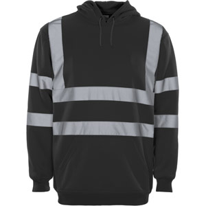 Supertouch Hi Vis Hooded Sweatshirt - Black