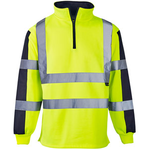 Supertouch Hi Vis 2 Tone Rugby Shirt - Yellow/Navy