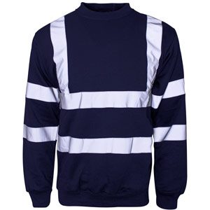 Supertouch Hi Vis Crew Neck Sweatshirt - Navy