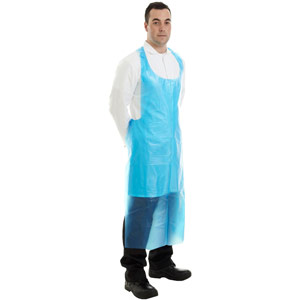 Supertouch PE Aprons Flat Packed - 50 Micron - Pack of 5x100 - Blue