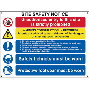 9-Point Site Safety Notice Sign - 3mm Foamex Board (800 x 600mm)