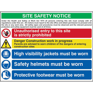 6-Point Site Safety Notice Sign - 3mm Foamex Board (800 x 600mm)