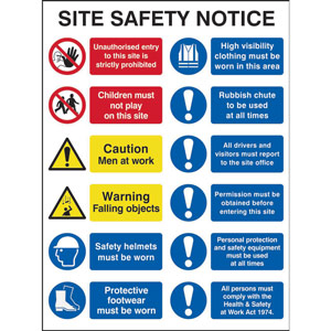 12-Point Site Safety Notice Sign - 3mm Foamex Board (600 x 800mm)