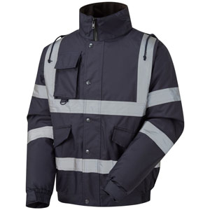 Supertouch Security Bomber Jacket - With Tape - Navy