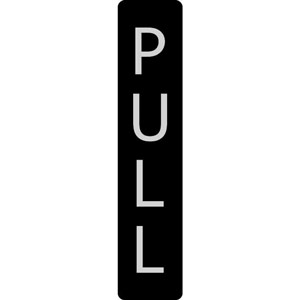 Pull' Sign - Black And Polished Chrome Effect - Self-Adhesive PVC (200 x 50mm)
