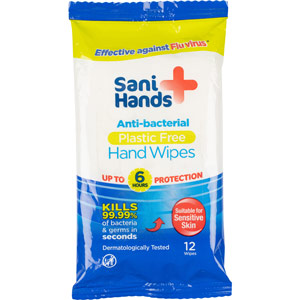 Sani Hands Antibacterial Hand Wipes (Pack of 12 Wipes)
