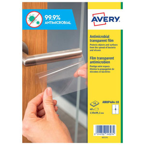Avery Permanent Antimicrobial Film Labels A4 (Pack of 40) AM0P4A4-10