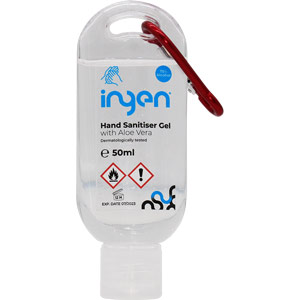 INGEN HYPERSAN 75% Alcohol Gel Hand Sanitiser - Flip Cap Bottle with Carabiner Clip (50ml)