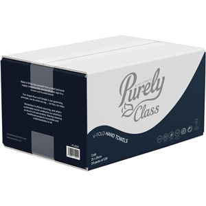 Purely Class Hand Towels V Fold 2ply White Case of 2600