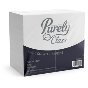 Purely Class White 3ply Napkins 40cm Case of 1000