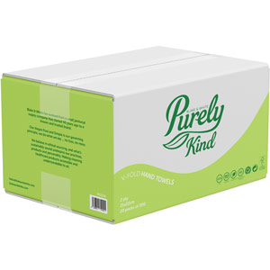 Purely Kind Hand Towels V Fold 2ply White Case of 4000