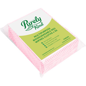 Purely Kind Eco Multipurpose Wiping Cloths Red Pack of 50
