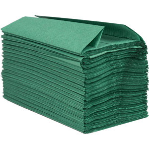 Purely Smile Hand Towels C Fold 1ply Green Case of 2400
