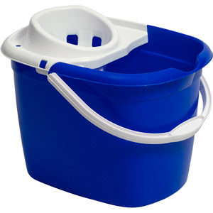 Purely Smile Plastic Mop Bucket with Wringer 12 Litre Blue