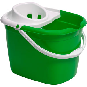 Purely Smile Plastic Mop Bucket with Wringer 12 Litre Green