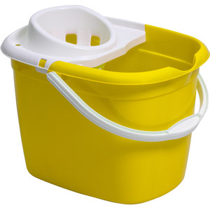 Purely Smile Plastic Mop Bucket with Wringer 12 Litre Yellow