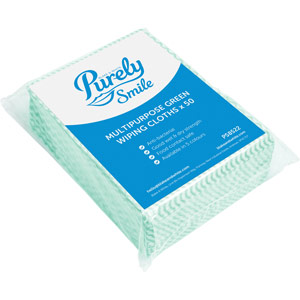Purely Smile Multipurpose Wiping Cloths Green Pack of 50