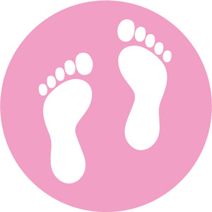 Pink Permanent School Social Distancing Floor Marker - Feet Symbol (235mm dia.)