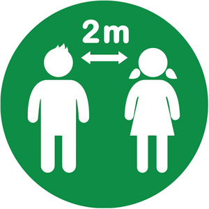 Green Permanent School Social Distancing Floor Marker - Keep 2m Apart Symbol (235mm dia.)