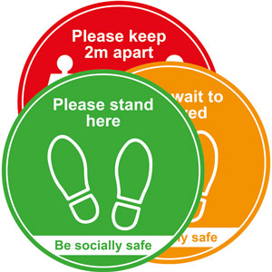 Social Distancing Floor Graphic - Traffic Light Pack of 3 (400mm dia.)