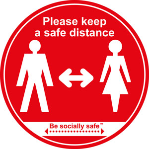 Red Social Distancing Floor Graphic - Please Keep Safe Distance Apart (400mm)