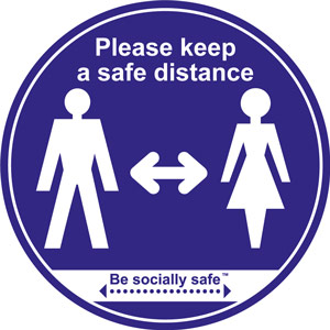 Blue Social Distancing Floor Graphic - Please Keep Safe Distance Apart (400mm)